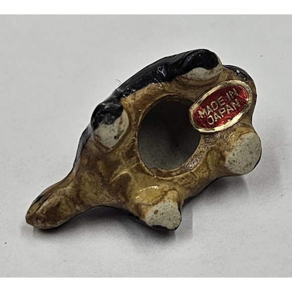 Vintage Miniature Ceramic Black Brown Turtle Figurine Made in Japan - Picture 4 of 4